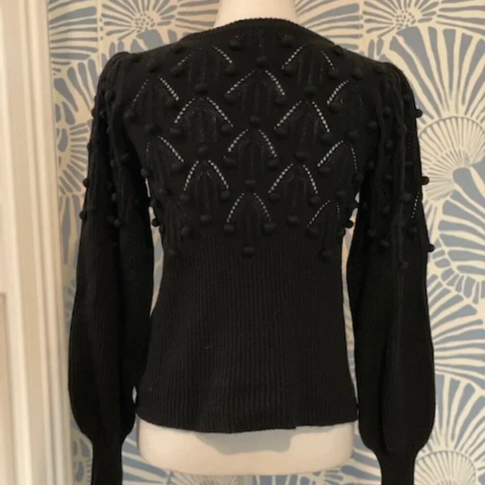 Lilly Pulitzer Black Nueve Bauble Knit Pom Pom Sweater Size XS - Picture 3 of 7